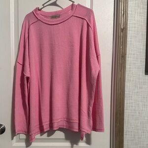Zenana Outfitters Pink Ribbed Knit Top